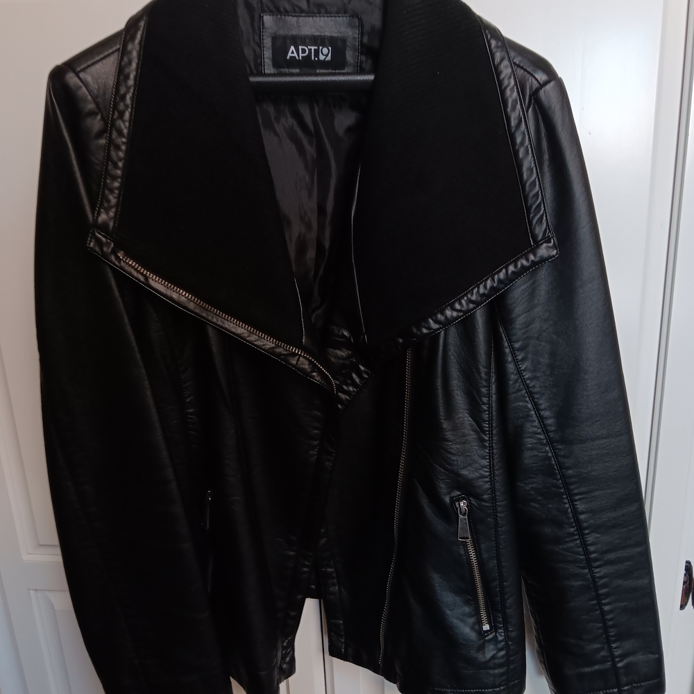 Apt. 9 Women's Sleek Faux Black Leather Jacket